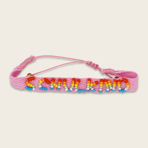 Gewebtes Armband Schulkind rosa/regenbogen