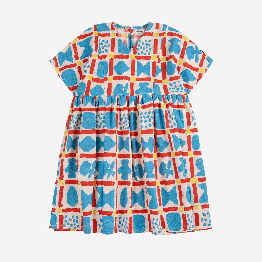 Geometric Game all over woven Kleid