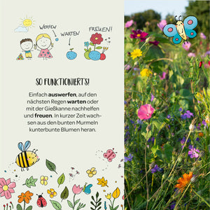 Dose mit 25 bunten Blumenmurmeln