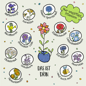 Dose mit 25 bunten Blumenmurmeln