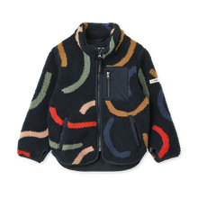 Laden Sie das Bild in den Galerie-Viewer, Nolan Sherpa Jacke Graphic Swirls Navy