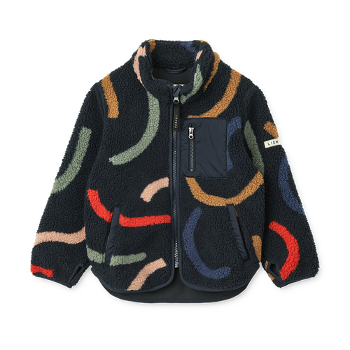 Nolan Sherpa Jacke Graphic Swirls Navy