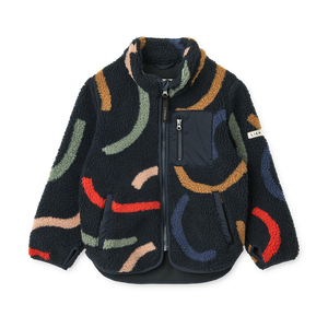 Nolan Sherpa Jacke Graphic Swirls Navy