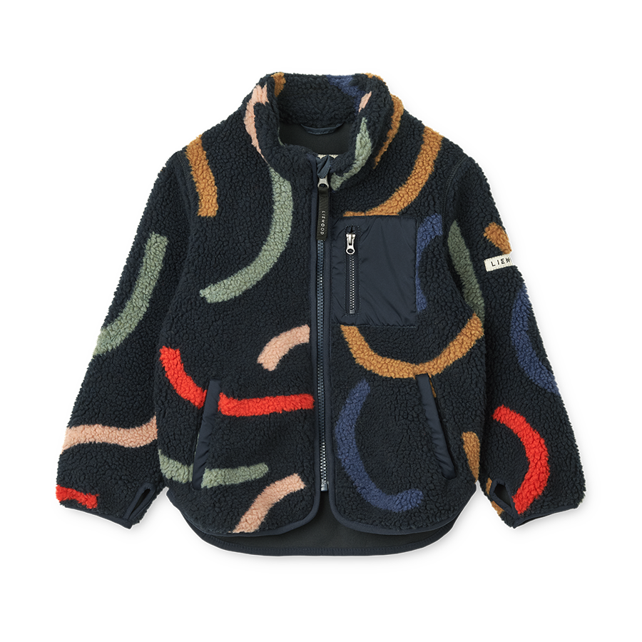 Nolan Sherpa Jacke Graphic Swirls Navy