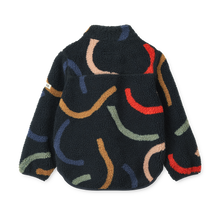 Laden Sie das Bild in den Galerie-Viewer, Nolan Sherpa Jacke Graphic Swirls Navy