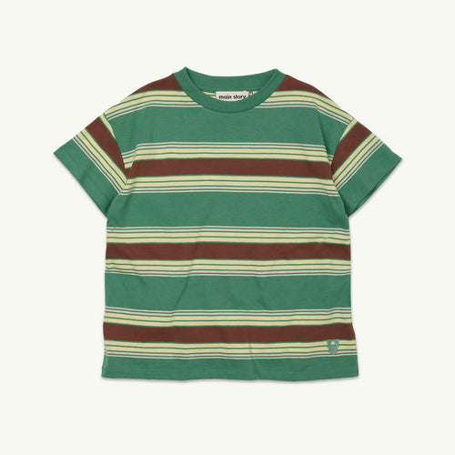 Loose T-Shirt Bottle Green Stripe