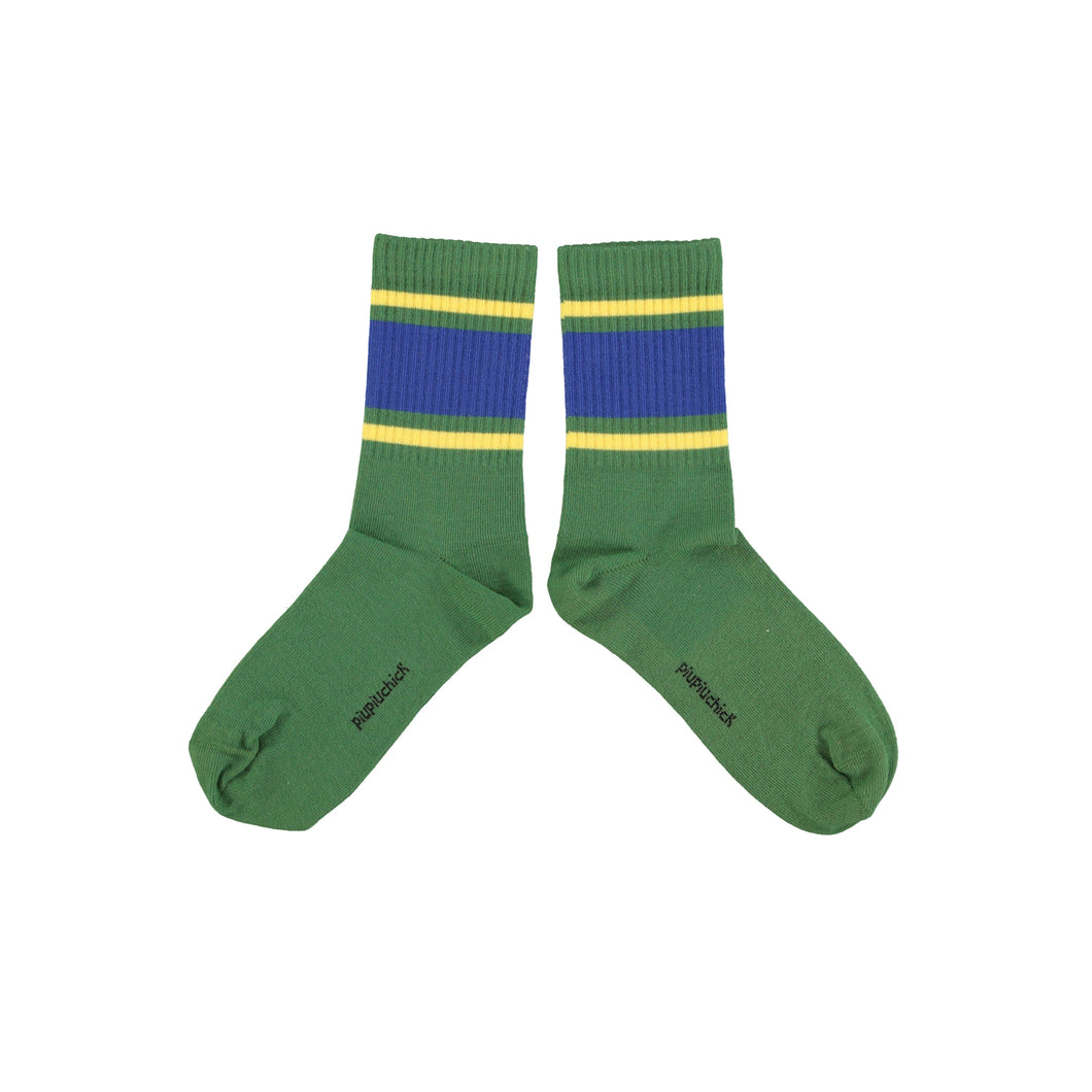 Socken green blue & yellow Stipes