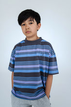 Laden Sie das Bild in den Galerie-Viewer, Boxy T-Shirt Mulit Grey Purple Stripe