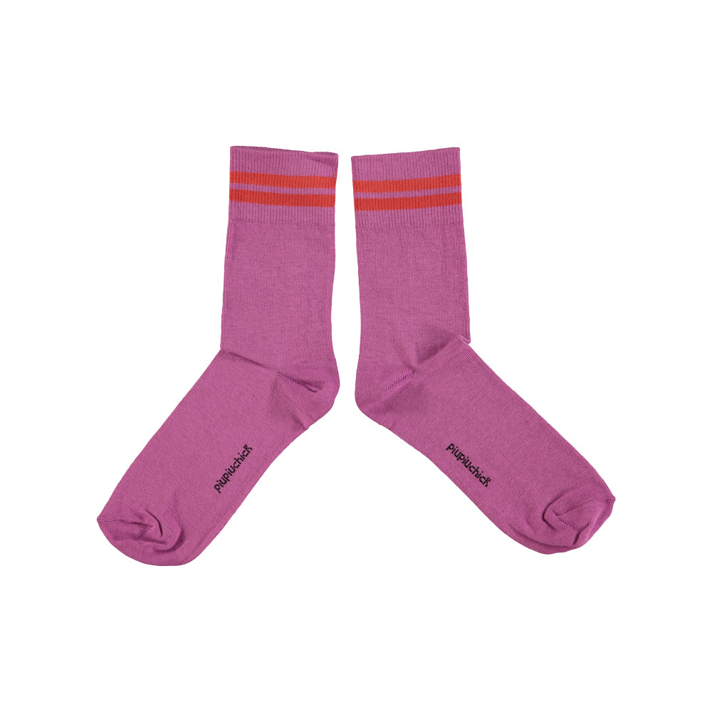 Socken lilac/red Stripes