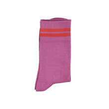 Laden Sie das Bild in den Galerie-Viewer, Socken lilac/red Stripes