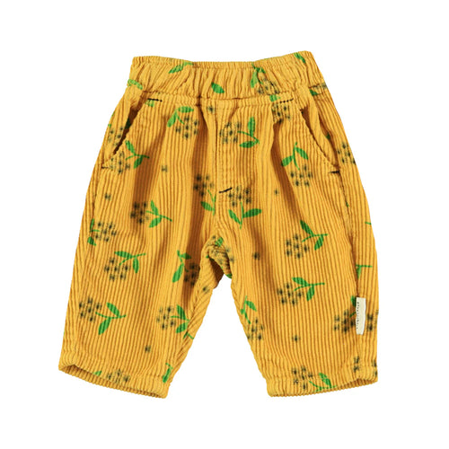 Baby Cord Hose yellow mustard / flowers