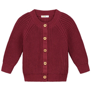 Knitted Raglan Cardigan Plum