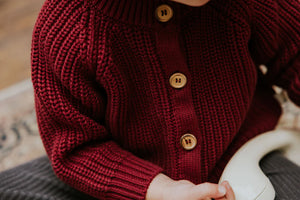 Knitted Raglan Cardigan Plum