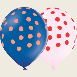 Luftballons Mix Blau & Rosa Punkte