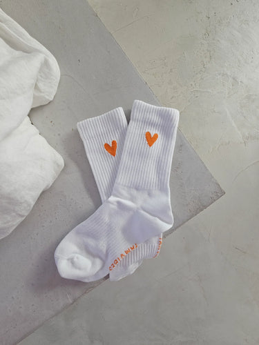 Heart Socken weiß/orange