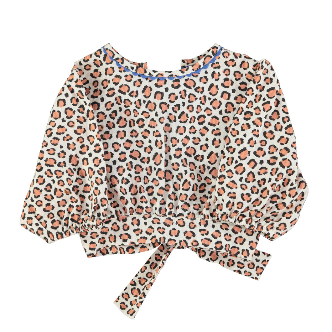 Cropped Bluse Ecru Animal Print