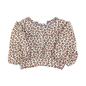 Cropped Bluse Ecru Animal Print