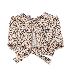 Cropped Bluse Ecru Animal Print