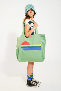 Shopper Green Multicolor Wave Print